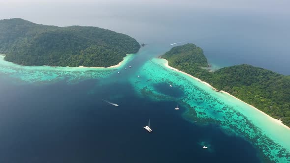 Beach Corals and Sea on Tropical in Thailand