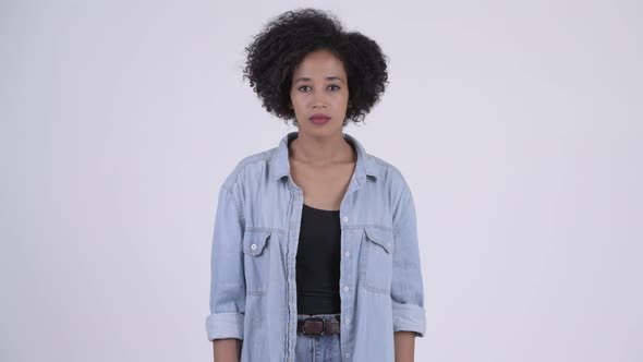 Young Beautiful African Woman with Afro Hair