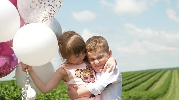 Little Boy and Girl Brother and Sister Using Creativeness and Imagination