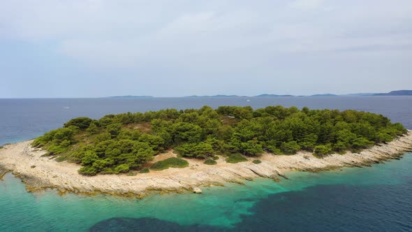 Croatia. Aerial view on water and rocks. Vacation and adventure. Beach and blue water.