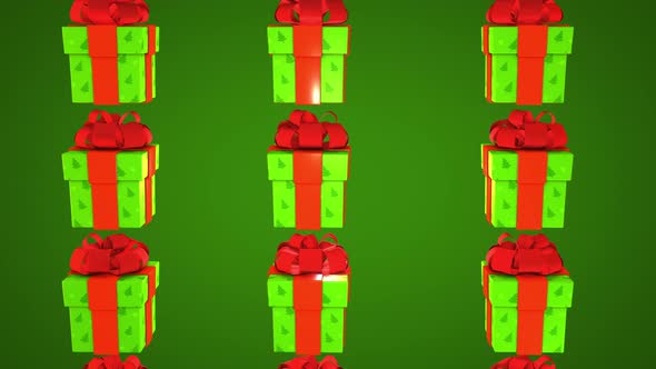 Christmas Gift Wrapped In Red Ribbon Moving Up On Holiday Background Concept