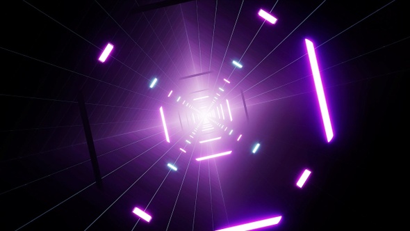 Glowing Purple Glow Stick Light in the Rotating Tunnel VJ Loop