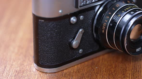 The old vintage soviet film rangefinder camera, released in USSR.