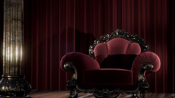 Luxurious Theater Curtain Stage with Chair