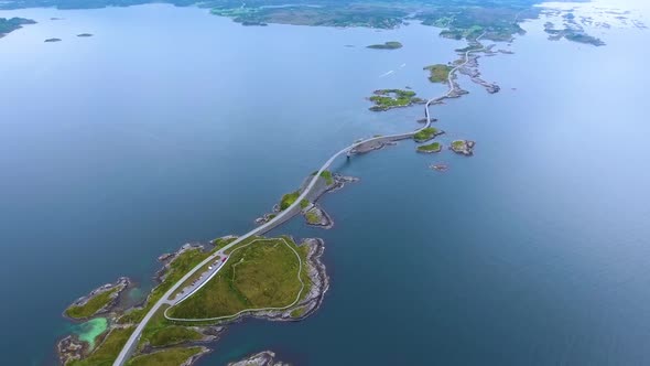 Atlantic Ocean Road Aerial Footage Norway