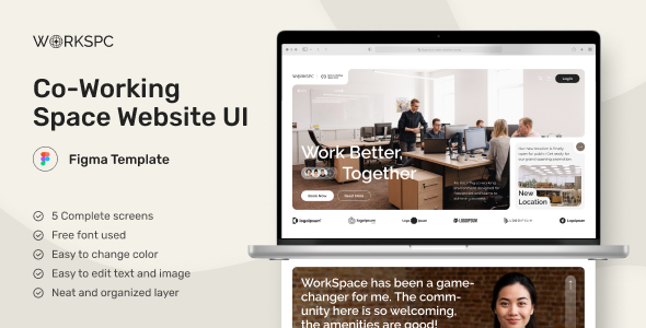 WorkScape - Co-Working Space Website Figma Template