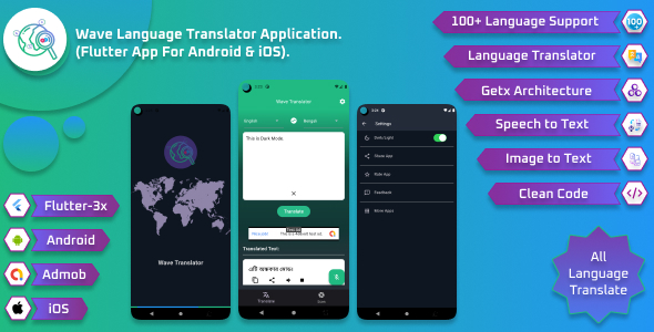 Wave Language Translator Application. (Flutter App For Android & iOS)