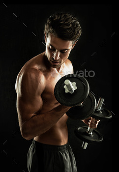 Targeting his biceps