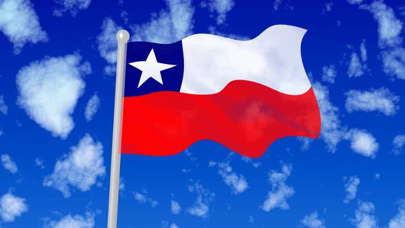 Chile Flying National Flag In The Sky alt