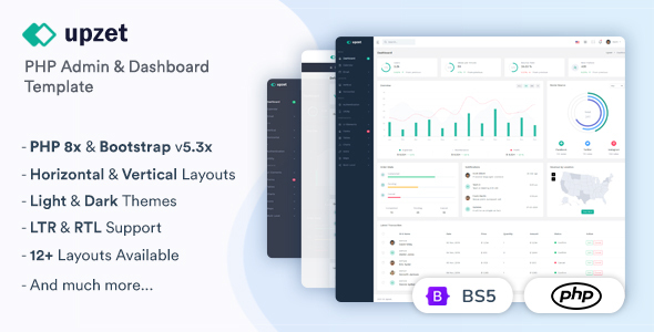 Upzet - PHP Admin & Dashboard Template