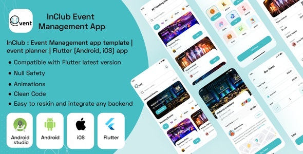 InClub : Event Management app  template | event planner | Flutter  (Android, iOS) app