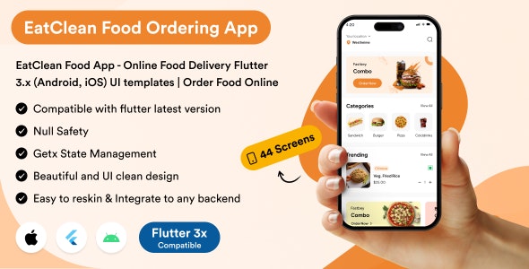 EatClean Food App - Online Food Delivery Flutter 3.x (Android, iOS) UI templates | Order Food Online