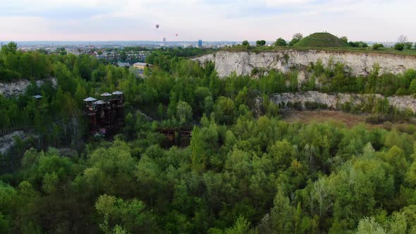 Drone view of Liban quarry (Kamieniolom Liban) in Cracow, Krakow, Poland,Polska