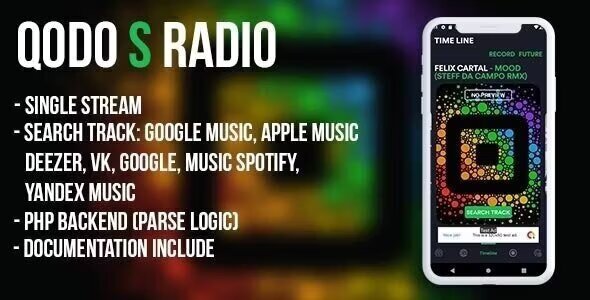 QODO S (android) - live radio with timeline