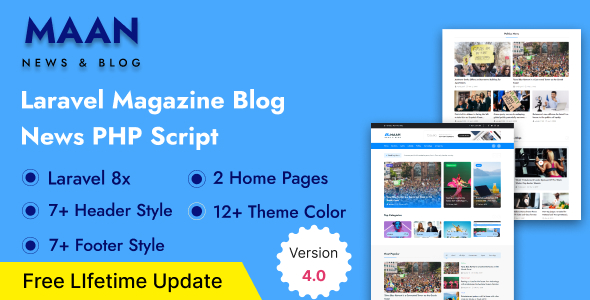 Maan News- Laravel Magazine Blog & News PHP Script