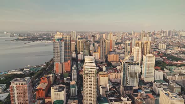 Tropic City with Modern Buildings and Skyscrapers Aerial