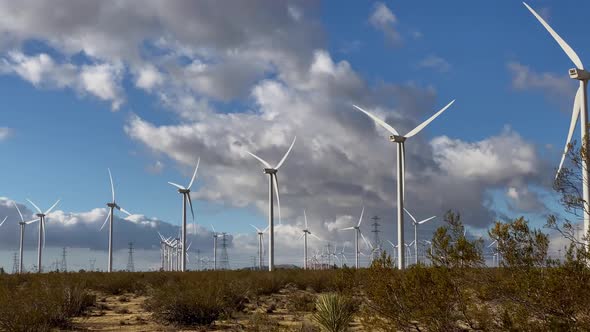 Driving past massive wind turbines in the California desert