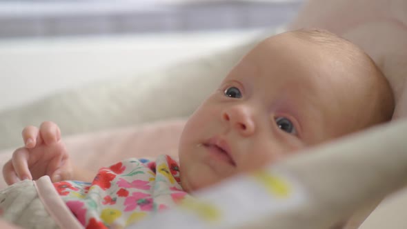 Quiet Blue-eyed Baby Girl of Two Months