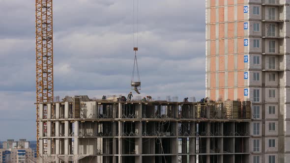 Constructors Working at Construction Work With Steel Rebar and Concrete Welder alt