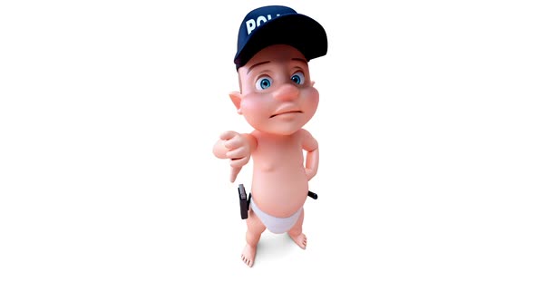 Fun 3D cartoon of a baby cop