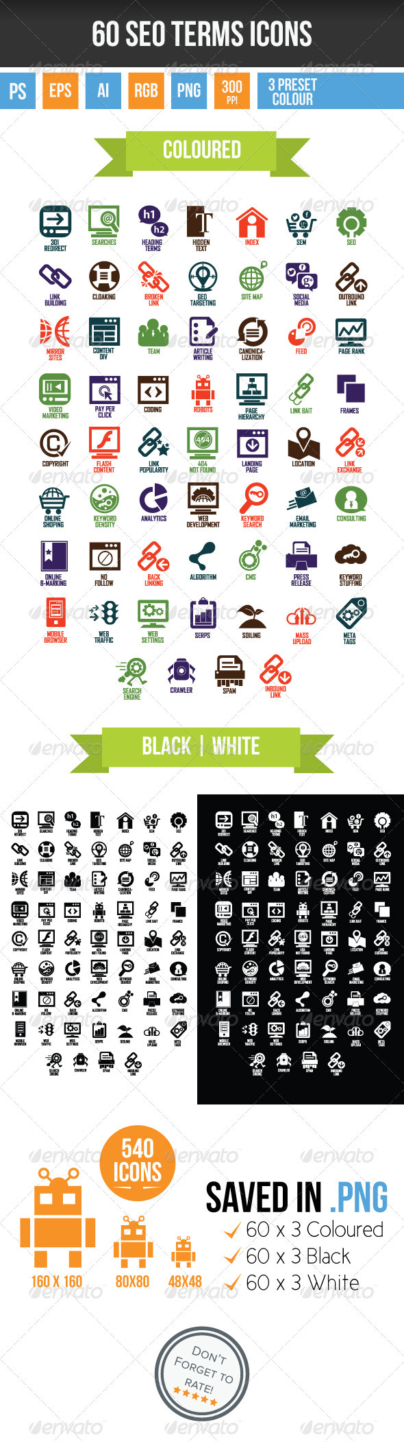 60 SEO Terms Icons