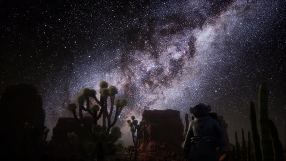 Astronaut and Star Milky Way Formation in Death Valley alt