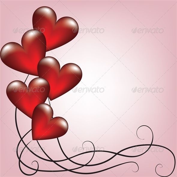 Greeting valentines card with balloons