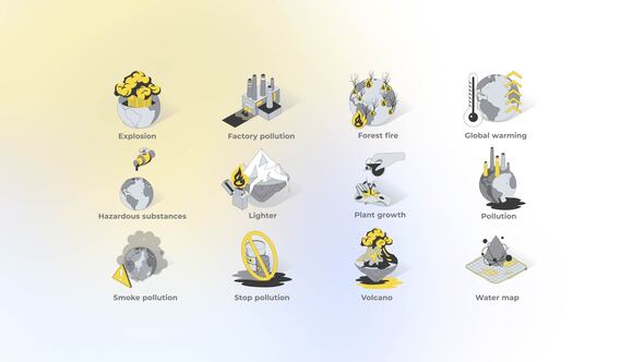 Environmental Disaster - Isometric Icons