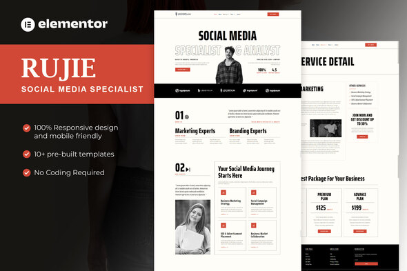 Rujie - Social Media Marketing Elementor Pro Template Kit