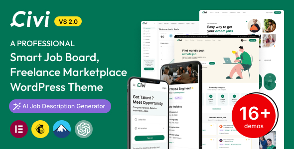 Civi - Job Board, Freelance Marketplace WordPress Theme
