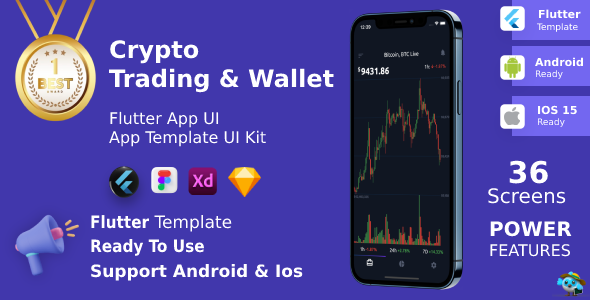 Crypto Trading Android + iOS + Figma + XD + Sketch | Flutter | Template | Wallet