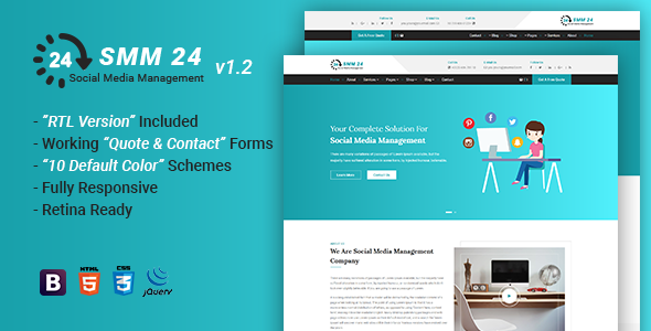 SMM24 | Multipurpose Social Media Management and Marketing HTML Template