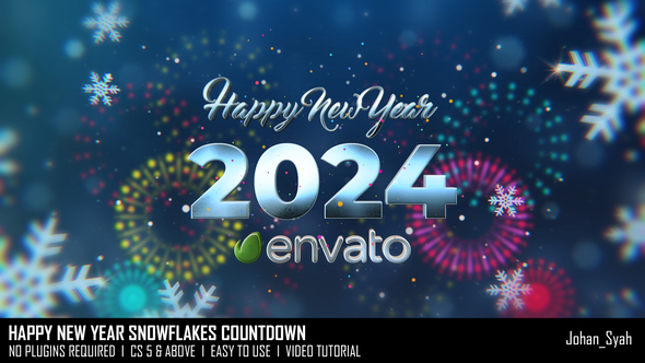 Happy New Year Snowflakes Countdown