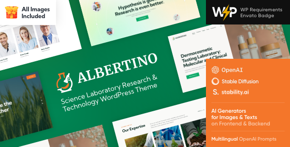 Albertino – Science Laboratory Research & Technology WordPress Theme
