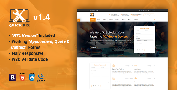 QuickFix | Multipurpose Servicing and Repairing HTML Template