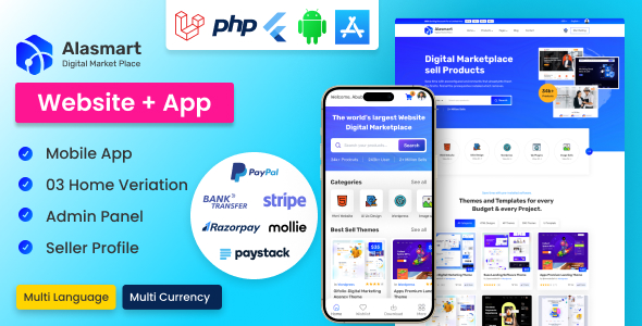Alasmart - Digital Product Download Marketplace Laravel Script