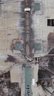 Vertical Video of a House That Was Damaged During the War in Ukraine