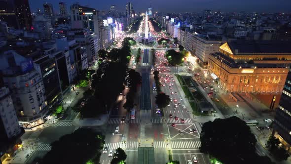 Buenos Aires Argentina. Night cityscape landscape of tourism landmark.