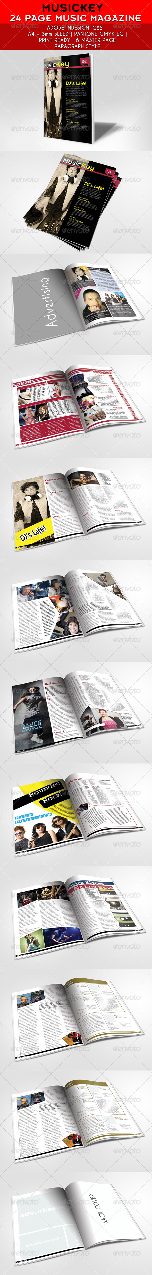 24 Pages Musickey Music Magazine Template