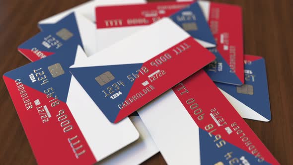 Pile of Credit Cards with Flag of the Czech Republic alt
