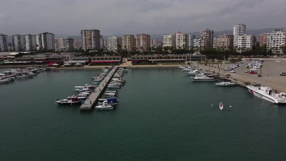 Aerial View Sea Boat Marina