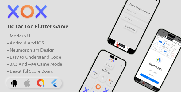 XOX – Tic Tac Toe Flutter Game With Admob