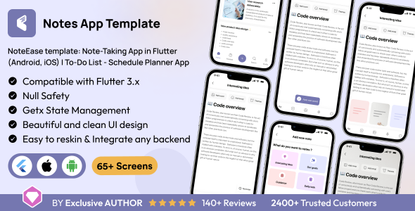 NoteEase template: Note-Taking App in Flutter (Android, iOS) | To-Do List - Schedule Planner App