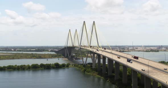 Establishing shot of the Fred Hartman Bridge in Baytown Texas