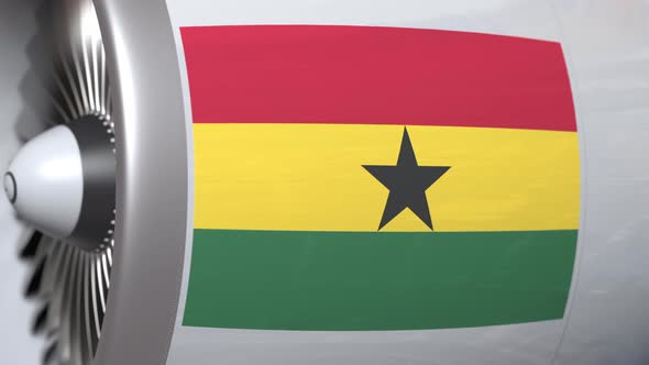National Flag of Ghana on Airplane Tourbine alt