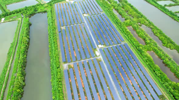 Aerial shot of Solar Power Station. drone footage. 4k