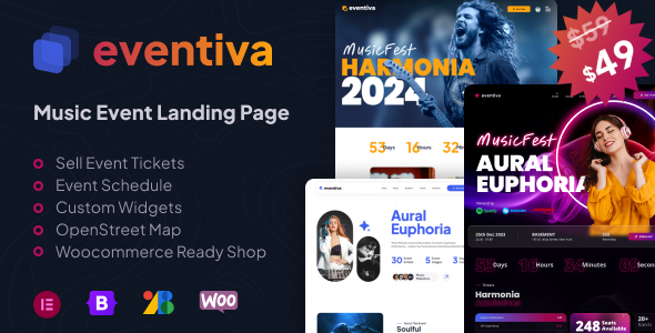 Eventiva – Music & Bands Events Landing Page WordPress Theme