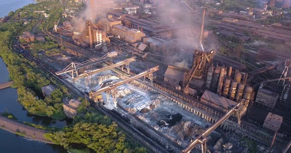 Aerial View of Industrial Zone with Factory