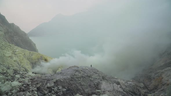 Volcanic Crater, Where Sulfur Is Mined