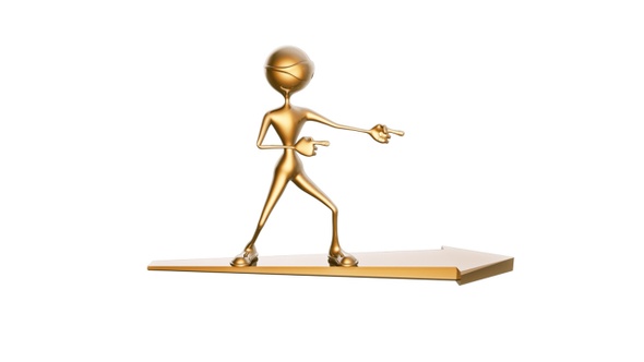 Gold Man 3D Character on Arrow Pointer alt